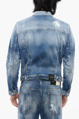 Denim DAN JEANS Jacket with Paint Sketch Motif