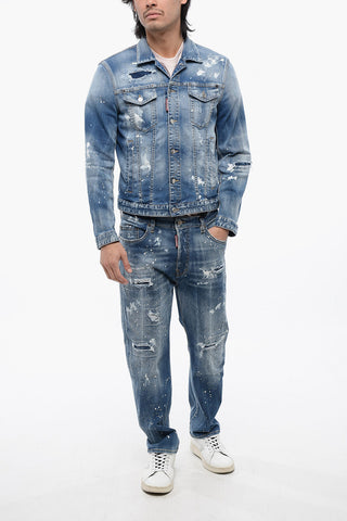 Denim DAN JEANS Jacket with Paint Sketch Motif