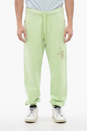 Brushed Cotton Joggers With Embroidered Logo