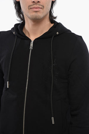 기모 면 후드 집업 스웨트셔츠 트라이벌 스트라스 장식