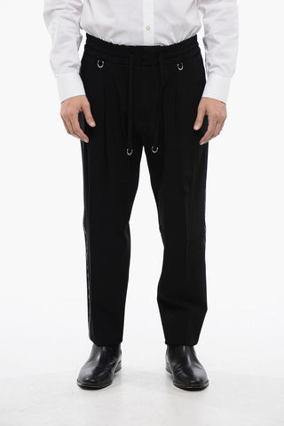 Wool Blend JOUZO Pants With Vegan Leather Side Bands
