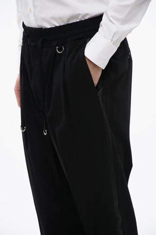 Wool Blend JOUZO Pants With Vegan Leather Side Bands