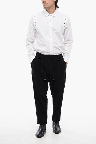 Wool Blend JOUZO Pants With Vegan Leather Side Bands