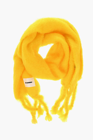 Mohair Blend Scarf with Fringed Hems
