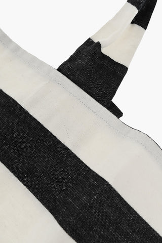 Awning-Stripe Linen Shopper Bag