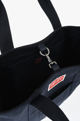 Borsa Tote In Twill di Cotone con Maxi Ricamo