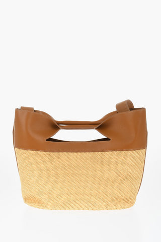 Borsa Tote in Rafia E Pelle