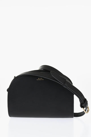 Leather Demi-Lune Crossbody Bag with Golden Zip