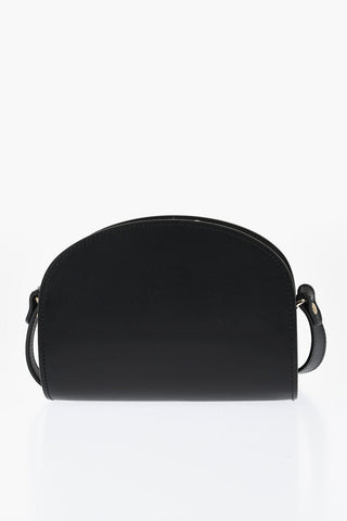 Leather Demi-Lune Crossbody Bag with Golden Zip