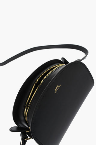 Leather Demi-Lune Crossbody Bag with Golden Zip
