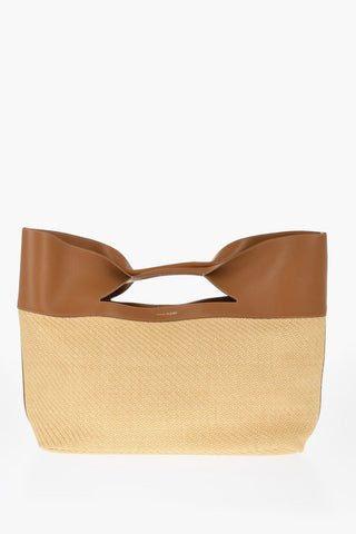 Leather and Raffia THE BOW Maxi Tote Bag