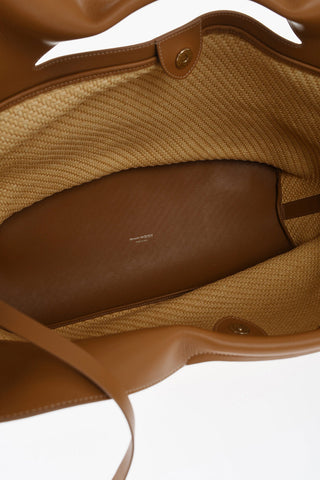 Leather and Raffia THE BOW Maxi Tote Bag