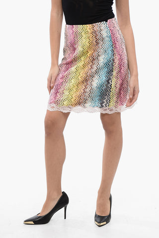 Multicolor Skirt With Lace Hem