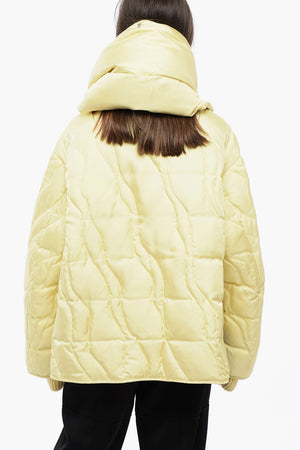 Quilted Puffer Jacket with Padded Scarf