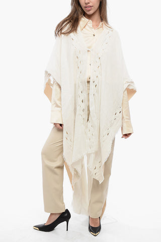 Poncho RUANA In Cotone e Lino con Dettagli Cut-Out