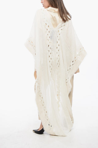 Poncho RUANA In Cotone e Lino con Dettagli Cut-Out