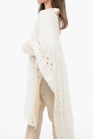 Poncho RUANA In Cotone e Lino con Dettagli Cut-Out
