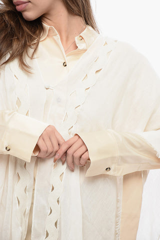 Poncho RUANA In Cotone e Lino con Dettagli Cut-Out