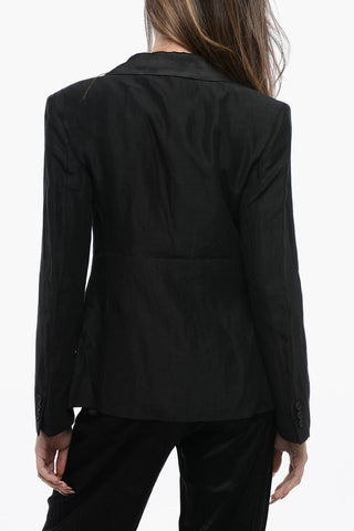 Satin Double-Breasted Jacket EVE with Flap Pockets