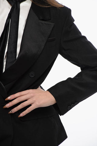 Satin Double-Breasted Jacket EVE with Flap Pockets