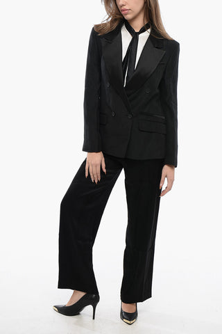 Satin Double-Breasted Jacket EVE with Flap Pockets