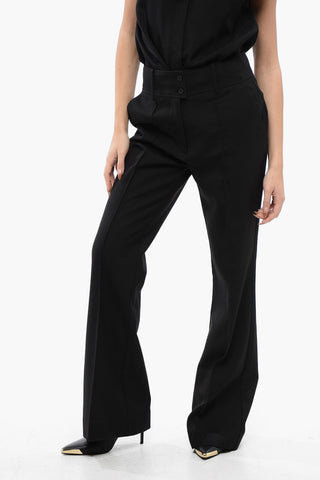 High-Waisted Wool Blend Pants