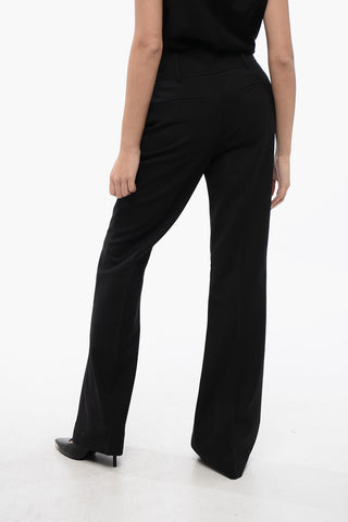 High-Waisted Wool Blend Pants