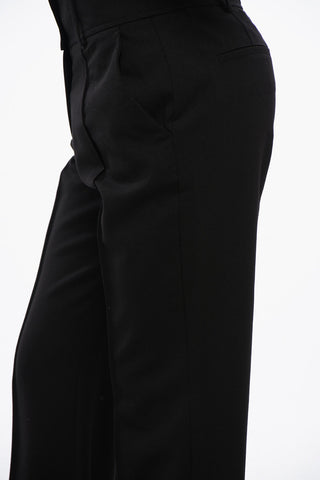 High-Waisted Wool Blend Pants