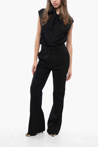 High-Waisted Wool Blend Pants