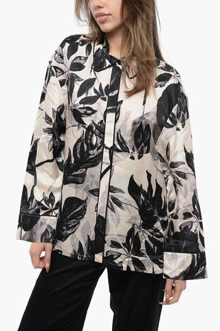 Plant Motif Satin SOFI Blouse