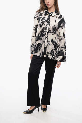 Plant Motif Satin SOFI Blouse