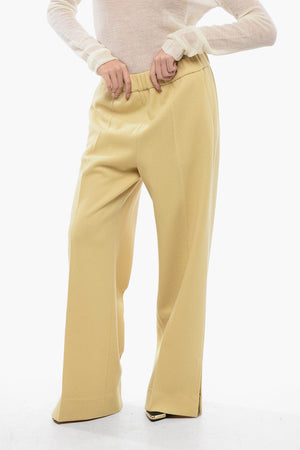 Cropped Wide-Leg Trousers with Slits at Hem