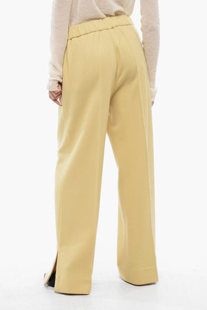 Pantaloni Crop a Gamba Ampia con Spacchi sul Fondo