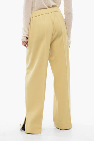 Cropped Wide-Leg Trousers with Slits at Hem
