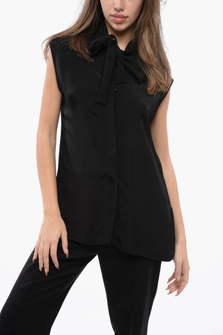 Sleeveless Shirt with Self-tie Detailing
