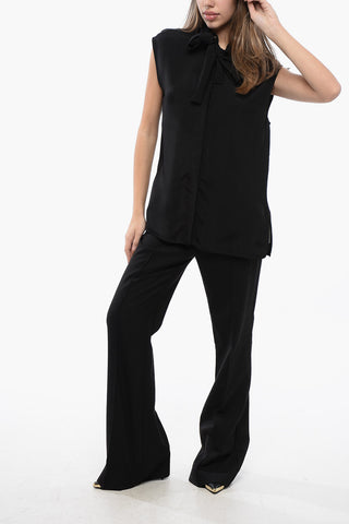 Sleeveless Shirt with Self-tie Detailing