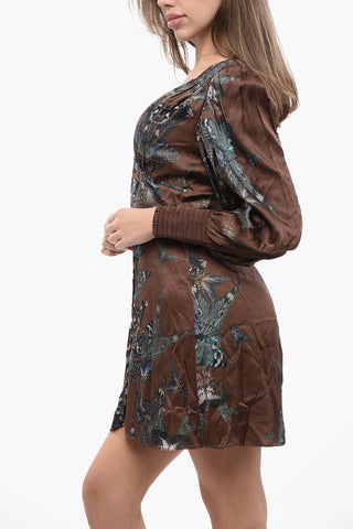 Printed Satin Dress AUDEN DIANA with Front Buttoning