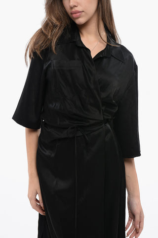 Wickelkleid LAIS aus Satin mit Tasche