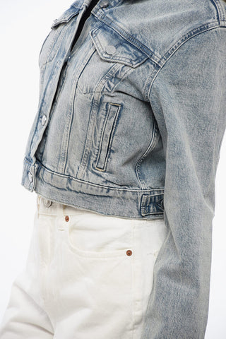 Giubbotto JUNO in Denim Crop con Doppio Taschino