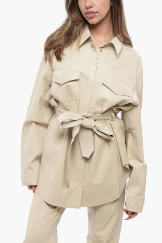 Vegan Leather Overshirt ARTHA with Belt