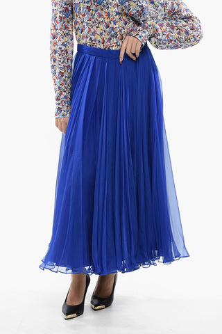 Silk Chiffon Flared Skirt with Back Zip