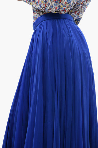 Silk Chiffon Flared Skirt with Back Zip