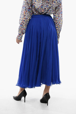 Silk Chiffon Flared Skirt with Back Zip