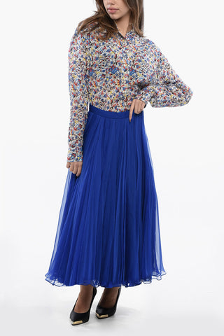 Silk Chiffon Flared Skirt with Back Zip
