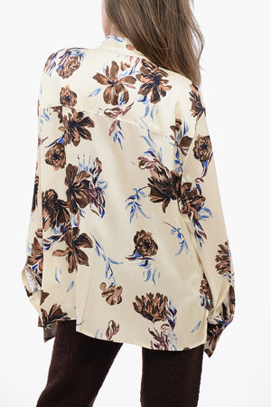 플로럴 블라우스 리본 디테일