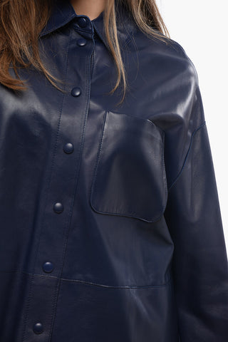EMPORIO Snap Buttoned Leather Shirt