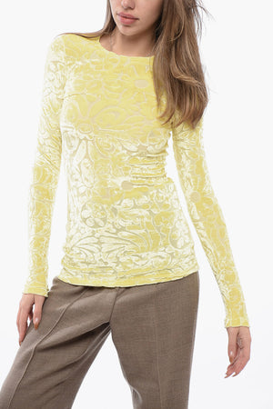 Top aus flockiertem Stoff mit Blumenmuster