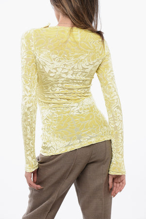 Top aus flockiertem Stoff mit Blumenmuster
