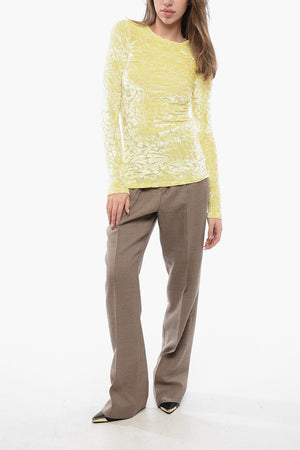 Top in Tessuto Floccato con Motivo Floreale
