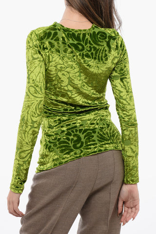 Flocked Fabric Top with Floral Pattern